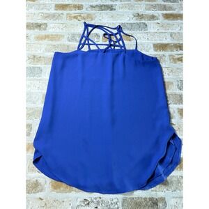 Express Barcelona Cami Womens XS Blue Strappy Lattice Neck Sleeveless Tank Top